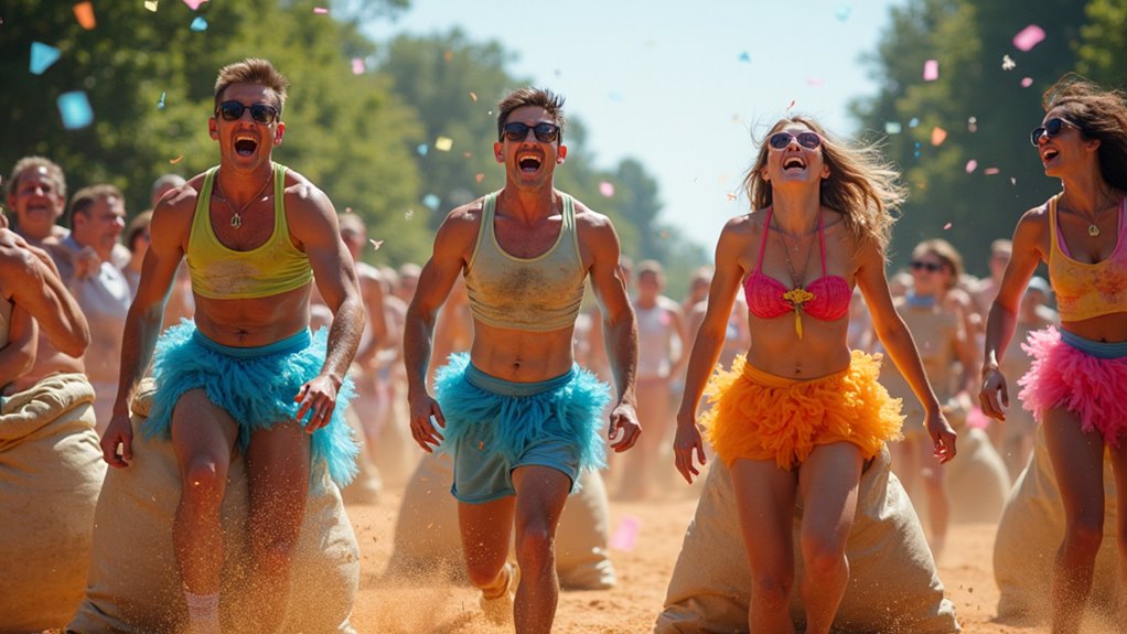 Spaß Säcke-Rennen Aktivität