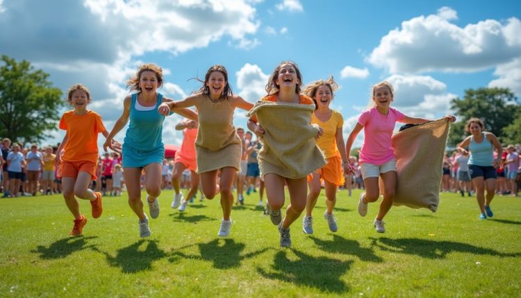 Hüpfrennen zum Spaß