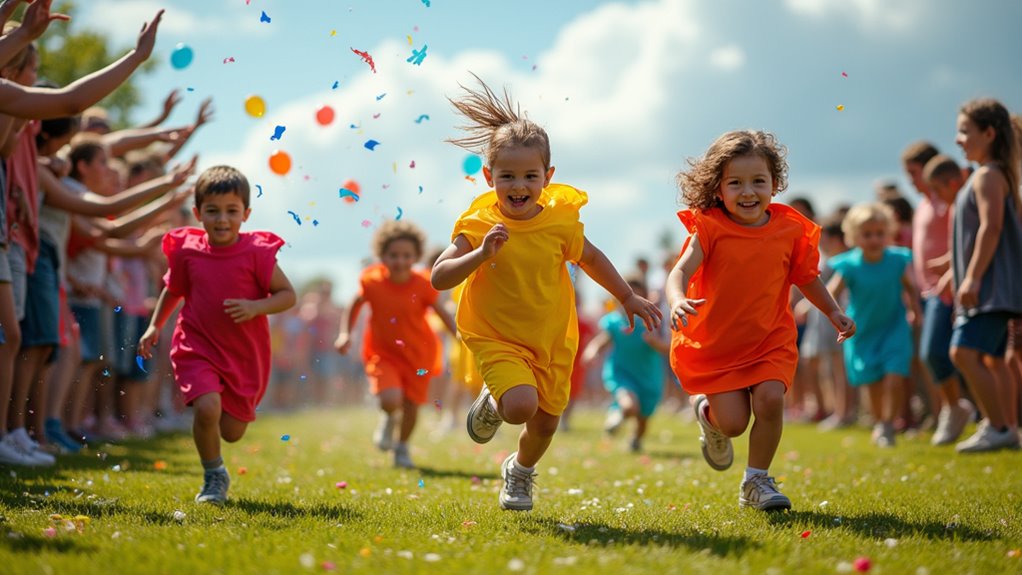 Sack hüpfen Spaß Wettbewerb